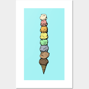 Giant Rainbow Ice Cream Cone Posters and Art